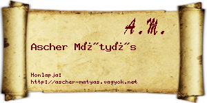 Ascher Mátyás névjegykártya
