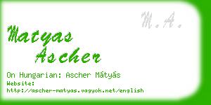 matyas ascher business card
